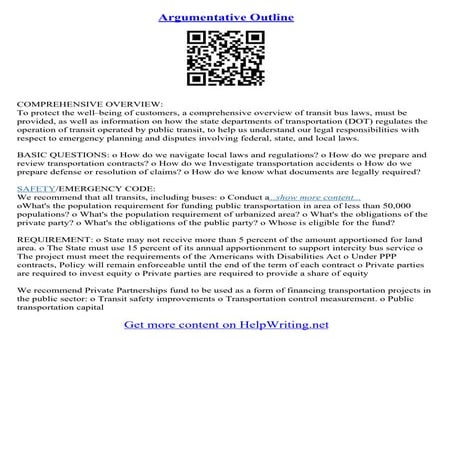 Argumentative Persuasive Essay Outline | PDF