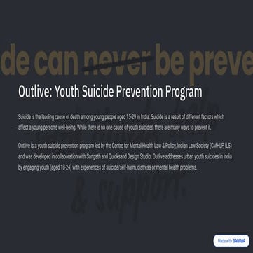 Outlive Youth Suicide Prevention Program | PDF