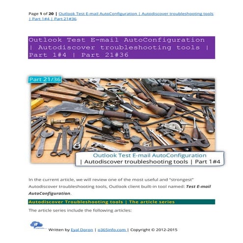 Outlook test e mail auto configuration  autodiscover troubleshooting tools  p...