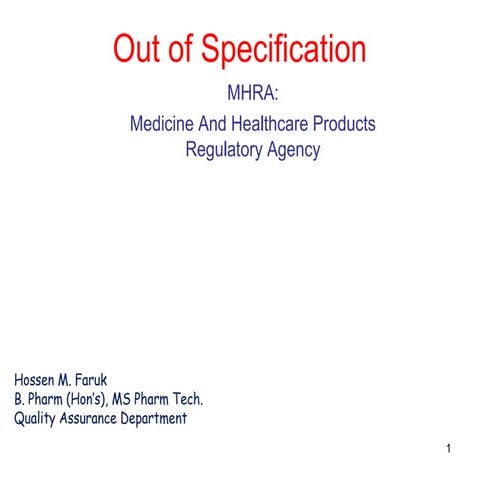 Out of specifications