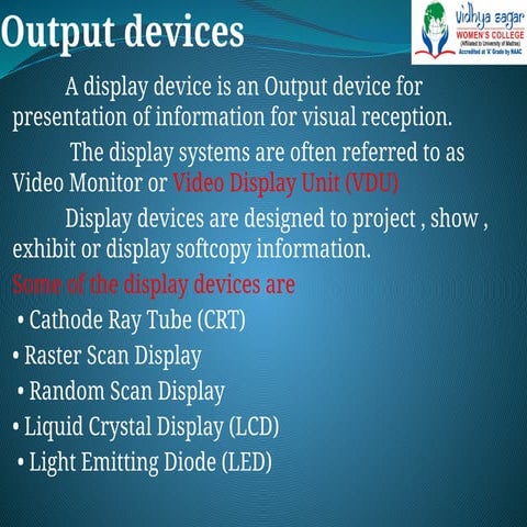 Output devices in computer graphics Comp