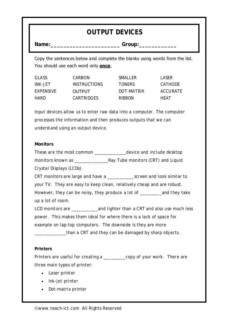 worksheet Input Output Devices Worksheet output worksheet