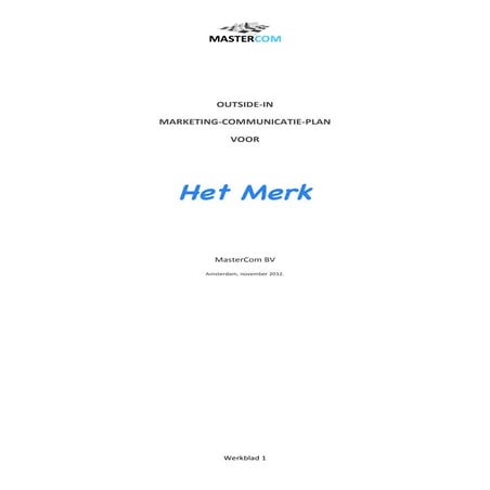 Outside in marketingplan voor 'Het Merk'