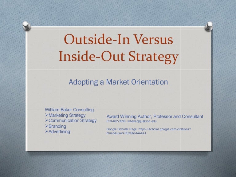 Outside in versus insideout marketing strategy