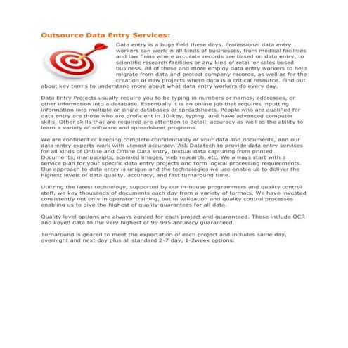 Outsource data entry services
