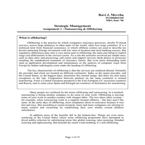 Outsourcing & Offshoring