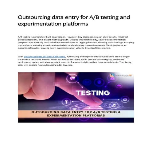 Outsourcing Data Entry to Enhance A/B Testing Accuracy and Speed | PDF