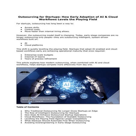 Outsourcing for Startups with AI & Cloud Workflows | DOCX
