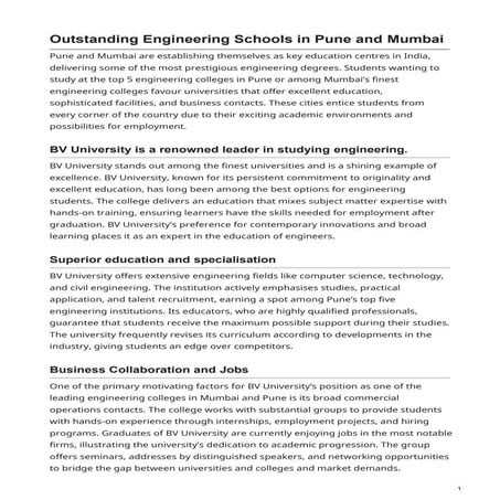 Outstanding Engineering Schools in Pune and Mumbai