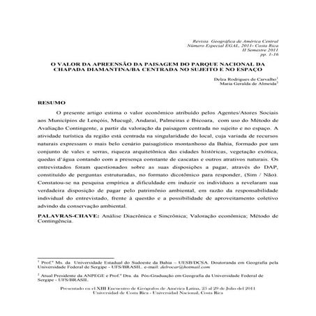 O valor da aprrensão da paisagem do parque nacional da chapada diamantina
