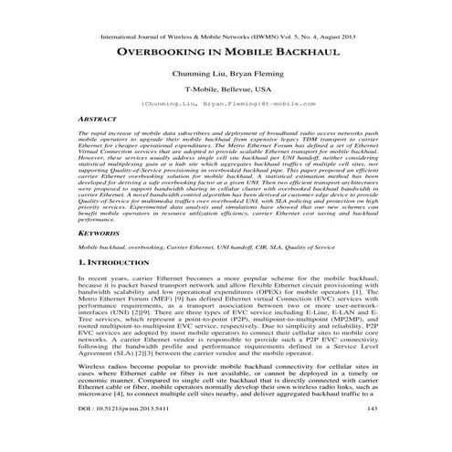 OVERBOOKING IN MOBILE BACKHAUL
