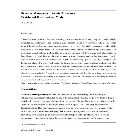 Overbooking policy  revenue management1