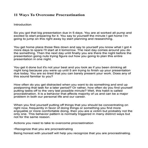 11 Ways To Overcome Procrastination