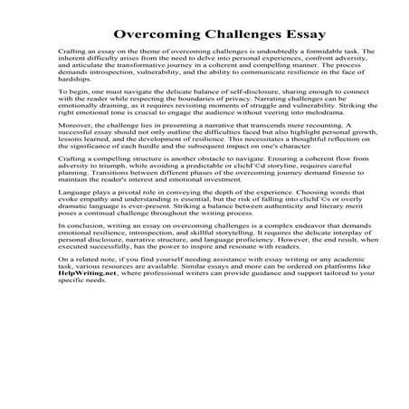 Overcoming Challenges Essay. How to Write an Overcoming Challenges ...