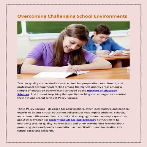 Overcoming challenging school environments