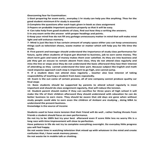 Overcoming Fear for Examination