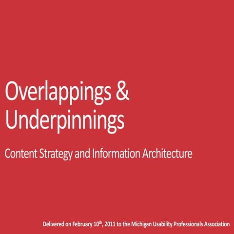 Overlappings and Underpinnings - Content Strategy and Information Architecture