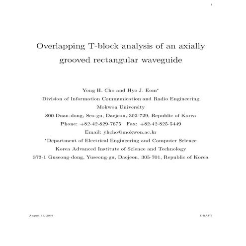 Overlapping T-block analysis of axially grooved rectangular waveguide