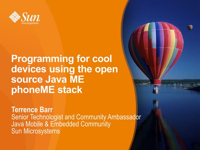 Programming Cool Devices with Java ME | PPT