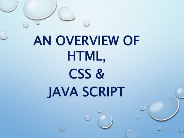 An Overview of HTML, CSS & Java Script | PPT