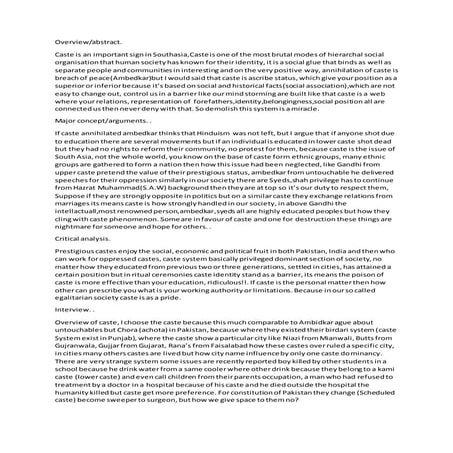 Overview of caste systen in South asia. .