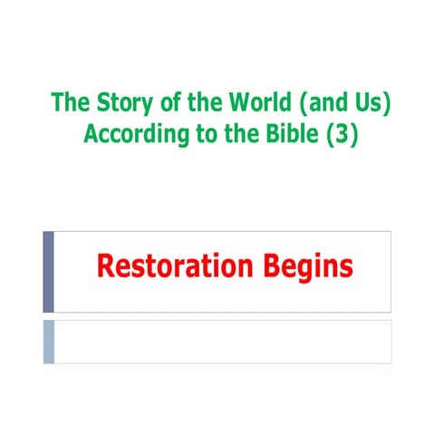 Overview of the Bible (3) Restoration Begins