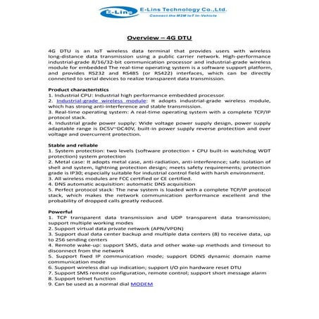 Overview – 4G DTU