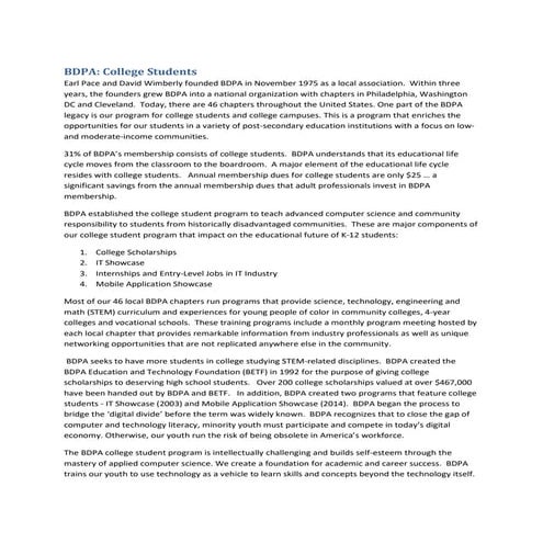 BDPA and College Students