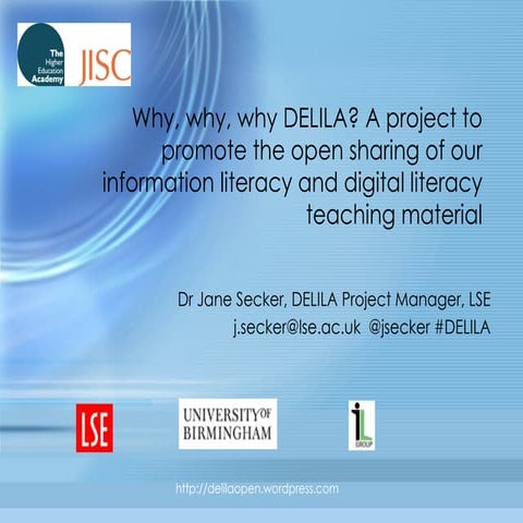 Why, why, why DELILA? A project to promote the open sharing of our informatio...