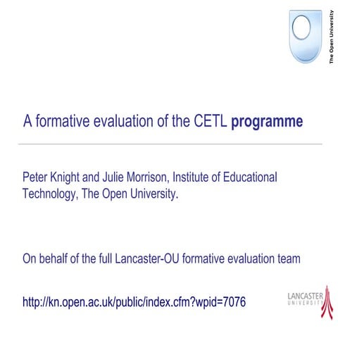 Overview of CETL programme evaluation