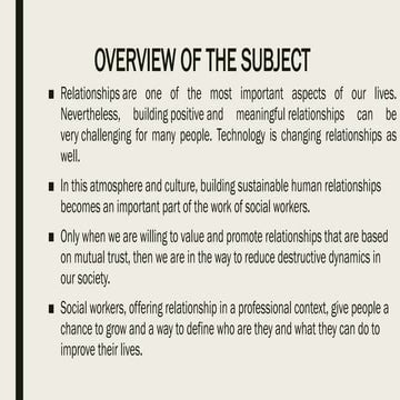 Chapter 1:Overview of Human Relationship