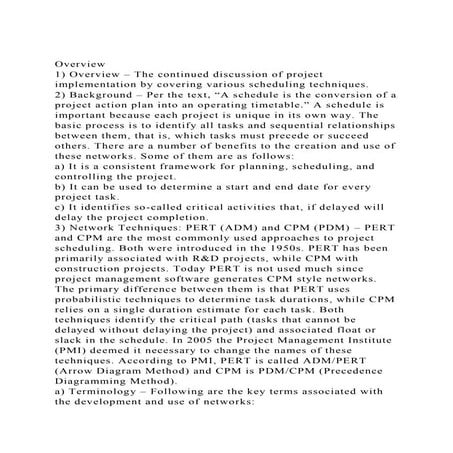 Overview1) Overview – The continued discussion of project implem.docx