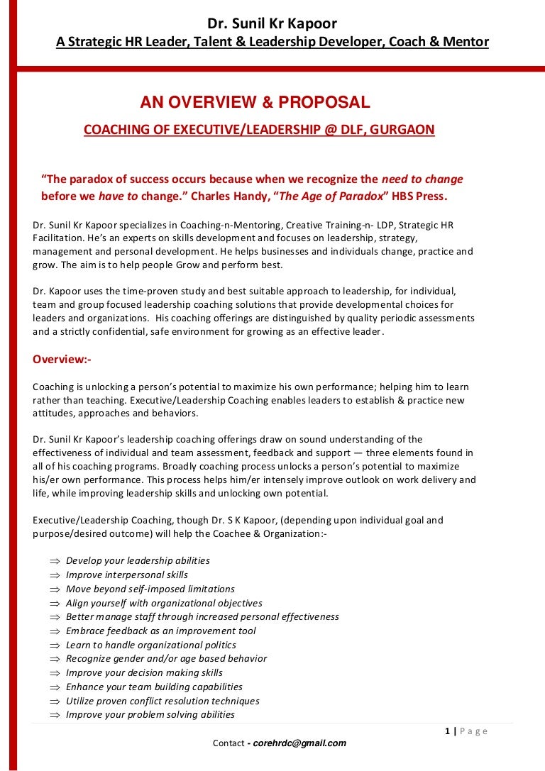 overview and proposal on coaching training workshop proposal sample