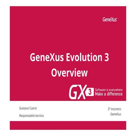 Overview GeneXus Evolution 3 - III Evento GeneXus Italia e Svizzera