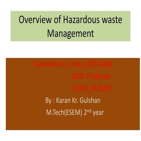 Overview of hazardous waste management