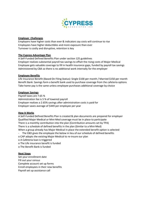 Overview Insert Cypress Advantage Program PDF Health Insurance Overview Insert Cypress Advantage Program PDF Health Insurance
