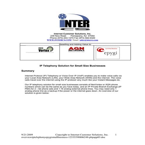 Overview Ip Telephony Epygi Small Business