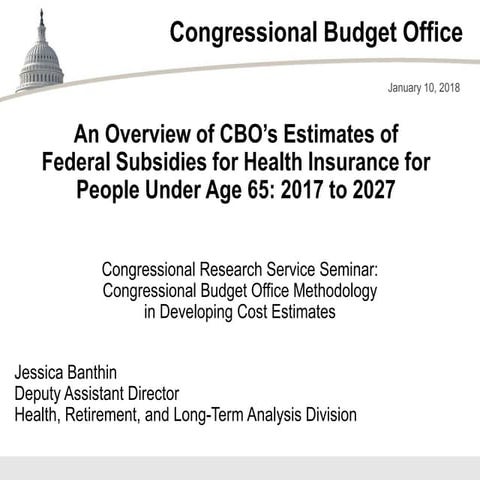 An Overview of CBO’s Estimates of Federal Subsidies for Health Insurance for ...