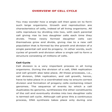 Overview of Cell Cycle by Javali.G.