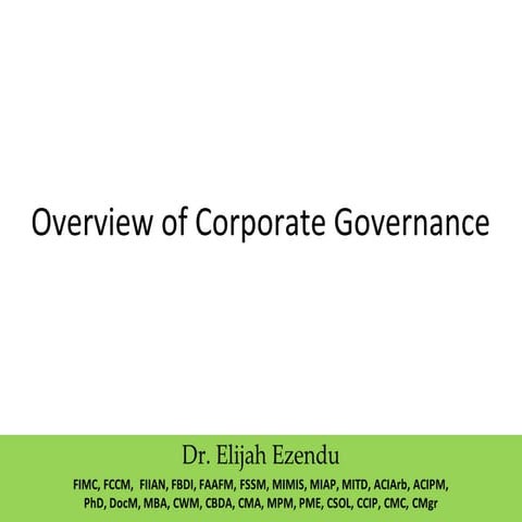 Overview Of Corporate Governance