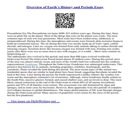 Overview Of Earth´S History And Periods Essay