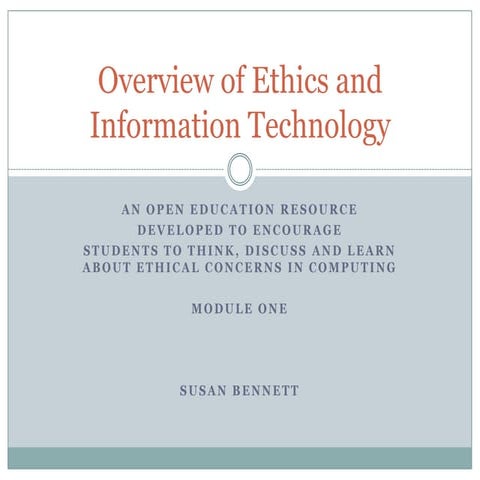 Overview of ethics and information technology | PPTX