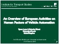 Overview of European Activities on Human Factors on Vehicle Automation 2015