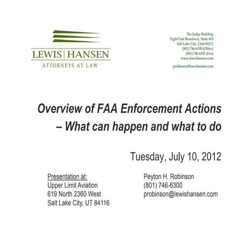 Overview of FAA enforcement actions.July 2012