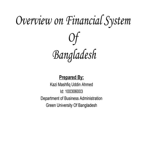 Overview of financial system of bangladesh | PPT