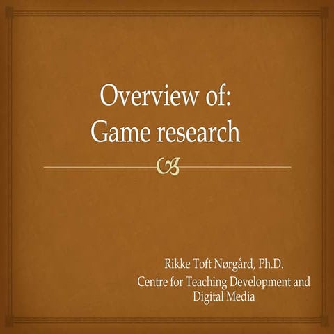 Overview of game research   public
