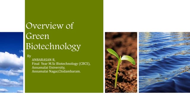 Overview of green biotechnology