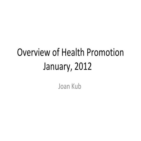 Overview of Health Promotion