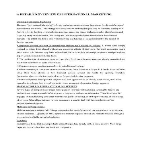 Overview of international marketing