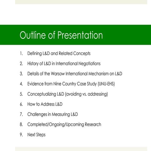 Overview of loss and damage